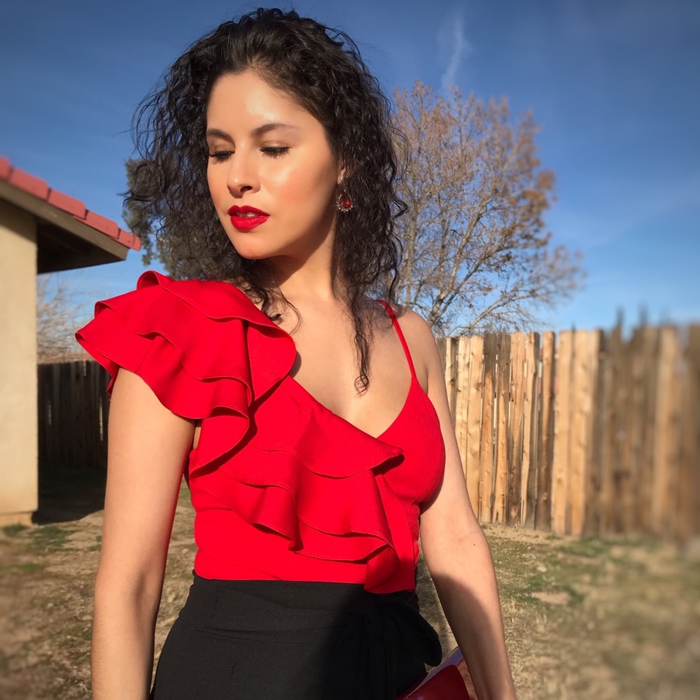 Red blouse bodysuit